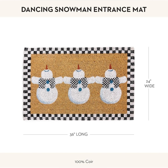 MACKENZIE-CHILDS Entrance / Welcome Mat with Dancing Snowman NEW - Picture 2 of 4